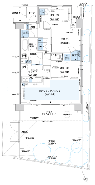 Floor: 3LDK + WIC + SIC, the occupied area: 75 sq m