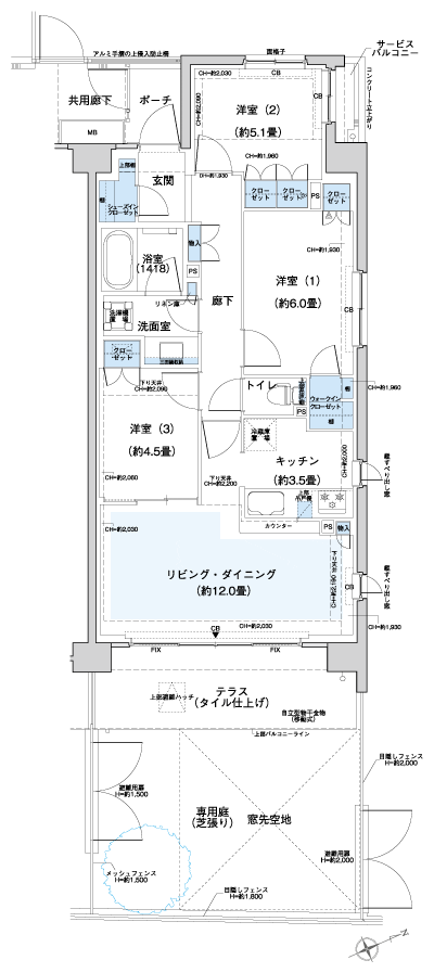 Floor: 3LDK + WIC + SIC, the occupied area: 72.68 sq m