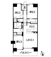 Floor: 3LDK + MC, the area occupied: 66.4 sq m