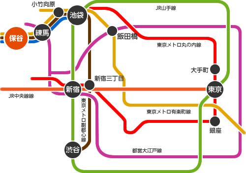 route map. 14 minutes access to the city center than the Seibu Ikebukuro Line Hoya Station to "Ikebukuro" station (express use than Shakujiikoen). 