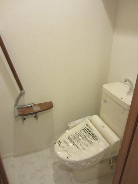 Toilet. There is a shelf at the top Also it comes with door.