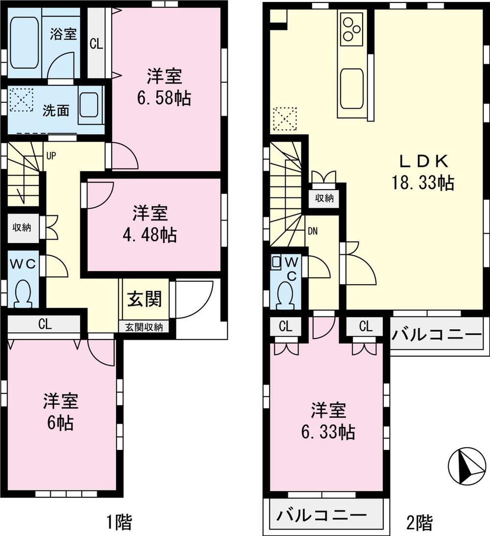 Floor plan. (C Building), Price 58,800,000 yen, 4LDK, Land area 80.06 sq m , Building area 94.22 sq m