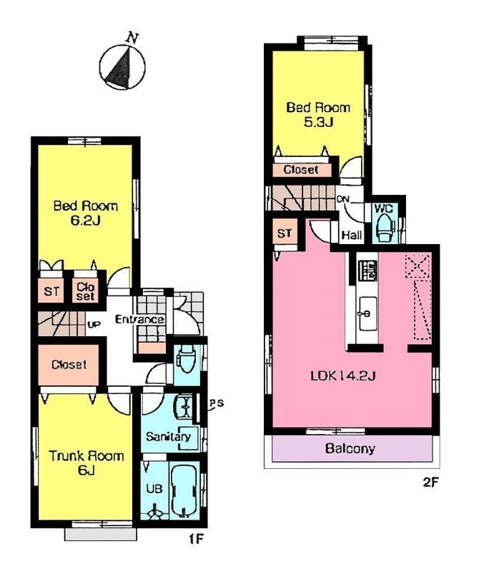 Floor plan. 38,800,000 yen, 3LDK, Land area 78.84 sq m , Building area 77.84 sq m Oizumigakuen New construction