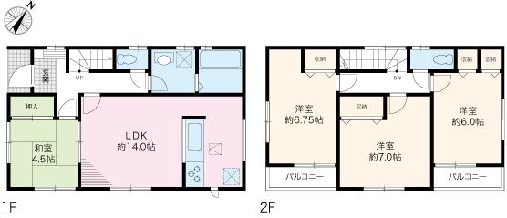 Floor plan. (1 Building), Price 45,800,000 yen, 4LDK, Land area 102.25 sq m , Building area 92.73 sq m