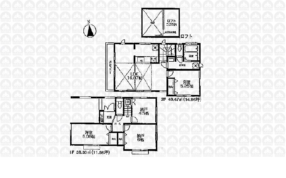 Floor plan. 46,800,000 yen, 2LDK + 2S (storeroom), Land area 82.95 sq m , Building area 98.78 sq m floor plan