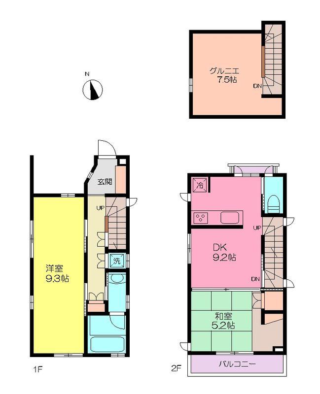 Floor plan. 33,800,000 yen, 2LDK, Land area 66.58 sq m , Building area 63.08 sq m Oizumigakuen New construction