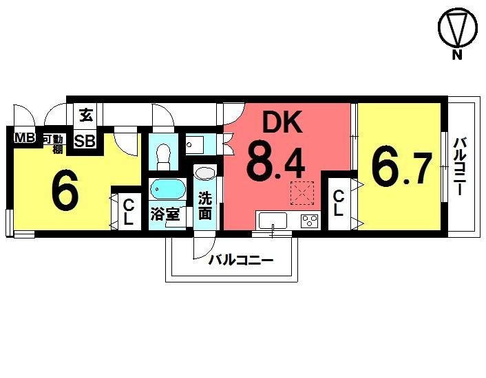 Floor plan. 2DK, Price 23.8 million yen, Occupied area 51.37 sq m , Balcony area 9.97 sq m
