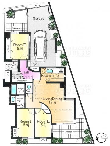 Floor plan. 3LDK, Price 41,800,000 yen, Footprint 79.2 sq m