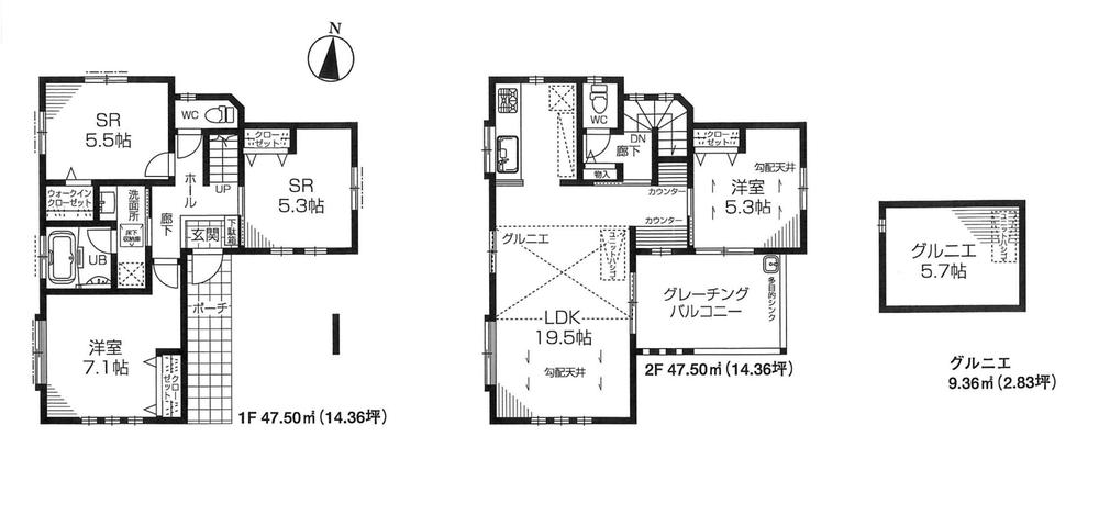 Floor plan. 59,800,000 yen, 4LDK, Land area 95.07 sq m , Building area 95 sq m