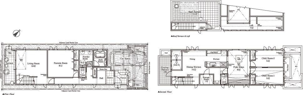 Floor plan. (G Building), Price 69,800,000 yen, 3LDK+S, Land area 110 sq m , Building area 134.04 sq m