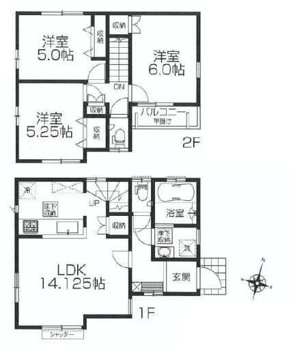 Floor plan. (5 Building), Price 46,800,000 yen, 3LDK, Land area 91.67 sq m , Building area 74.52 sq m