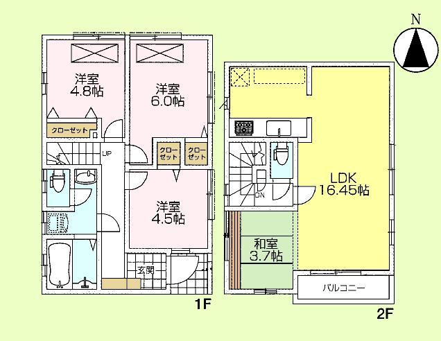 Floor plan. (3 Building), Price 51,800,000 yen, 4LDK, Land area 91.17 sq m , Building area 82.32 sq m