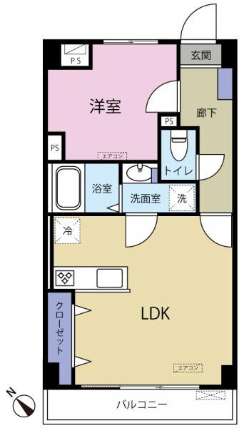 Floor plan. 1LDK, Price 19,800,000 yen, Occupied area 40.27 sq m , Balcony area 4.22 sq m