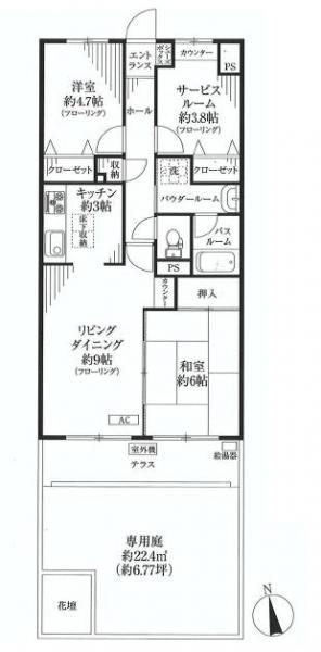 Floor plan. 2LDK+S, Price 30,800,000 yen, Occupied area 62.04 sq m