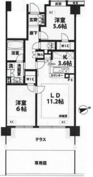 Floor plan. 2LDK, Price 28 million yen, Occupied area 59.27 sq m