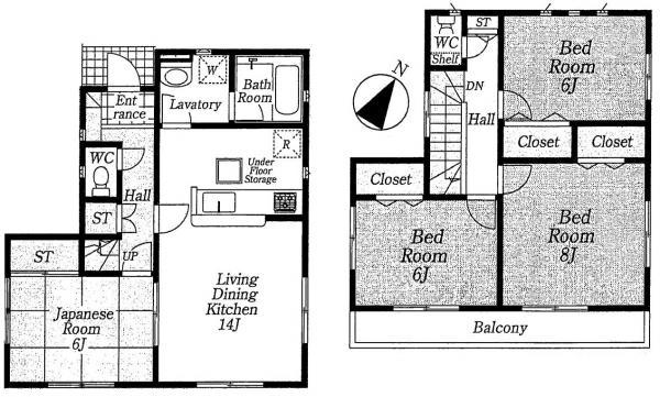 Floor plan. 48,800,000 yen, 4LDK, Land area 98.3 sq m , Building area 93.96 sq m