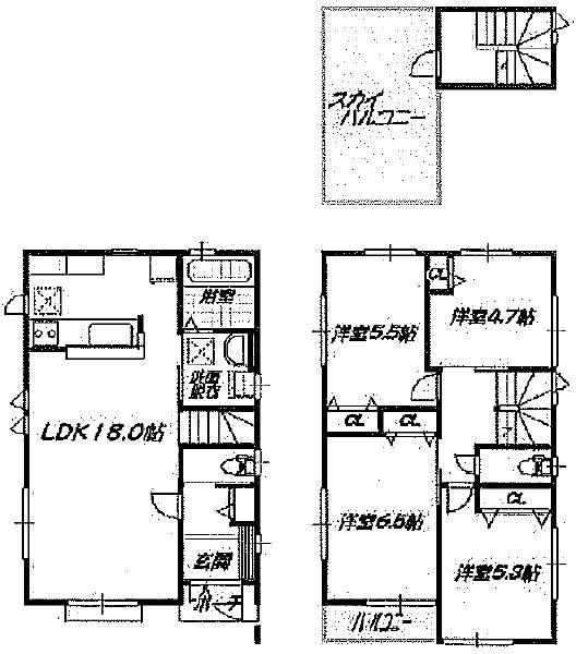 Floor plan. 59,800,000 yen, 4LDK, Land area 85.43 sq m , Building area 95.63 sq m