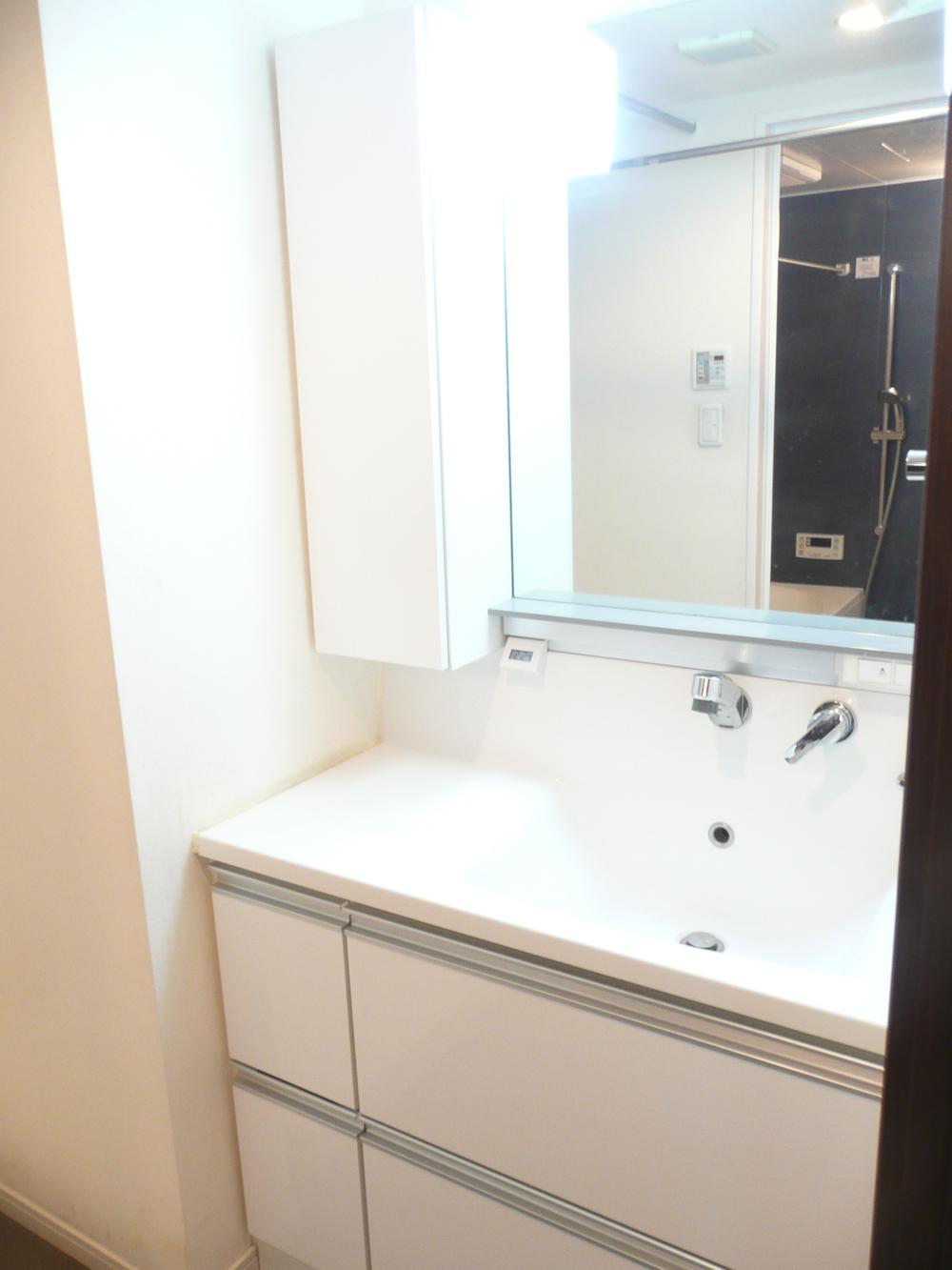 Wash basin, toilet. Bathroom vanity