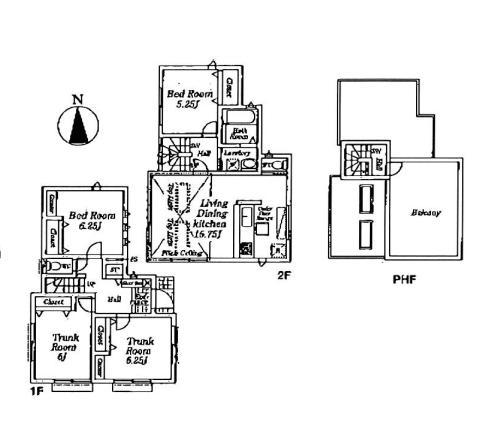 Floor plan. (1 Building), Price 56,800,000 yen, 4LDK, Land area 80 sq m , Building area 95.17 sq m