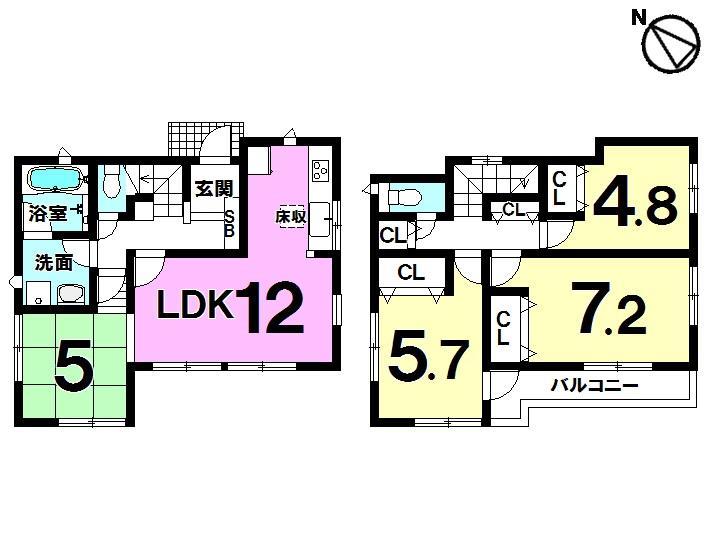 Floor plan. 37,800,000 yen, 4LDK, Land area 100.95 sq m , Building area 84.23 sq m