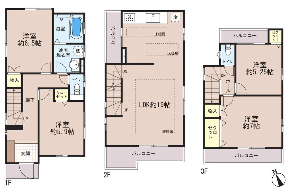 Floor plan. Price 58,800,000 yen, 4LDK, Land area 90.61 sq m , Building area 101.51 sq m