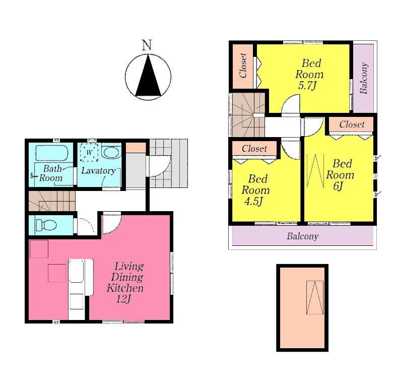 Floor plan. 36,800,000 yen, 3LDK, Land area 85.96 sq m , Building area 68.04 sq m Oizumigakuen New construction