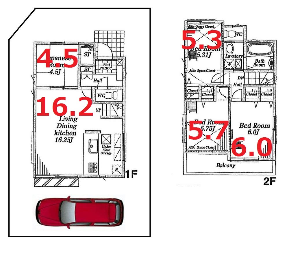 Floor plan. (1 Building), Price 53,800,000 yen, 4LDK, Land area 83.54 sq m , Building area 83.53 sq m