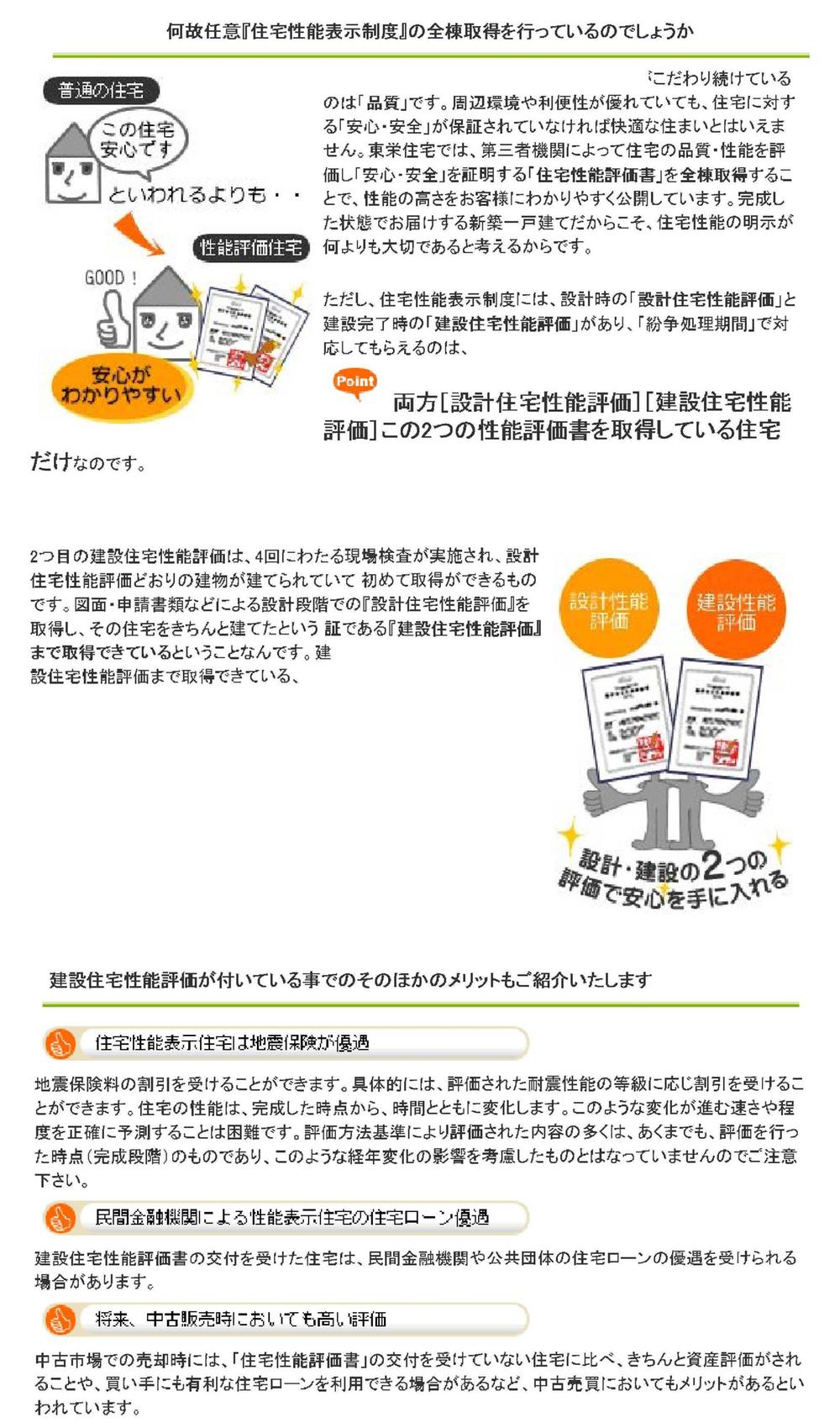 Construction ・ Construction method ・ specification. Housing Performance Evaluation