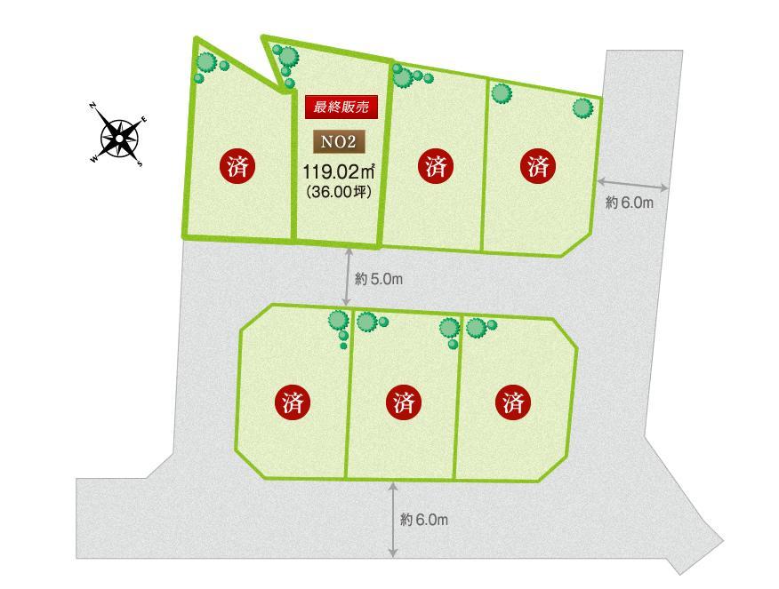 Compartment figure. All sections, South road ・ A feeling of opening a subdivision of south terraced ※ It has finally become the sale of the final 1 compartment.  ※ December, No.4 became your conclusion of a contract! 