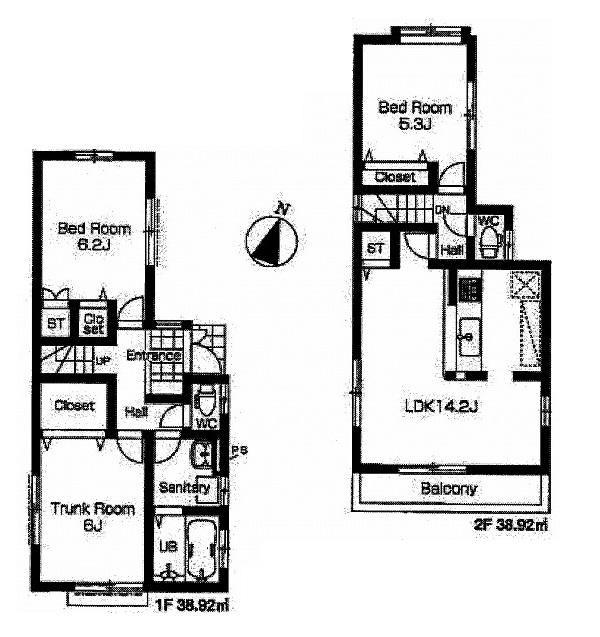 Floor plan. 38,800,000 yen, 2LDK + S (storeroom), Land area 78.84 sq m , Building area 77.84 sq m floor plan