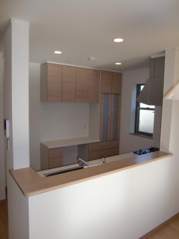 Same specifications photo (kitchen). Cupboard behind the open type of kitchen. I think that usability is good.