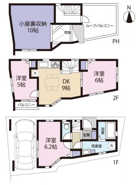 Floor plan. 47,800,000 yen, 3LDK, Land area 45.33 sq m , Building area 72.76 sq m