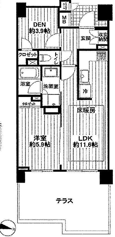 Floor plan. 1LDK + S (storeroom), Price 27,800,000 yen, Occupied area 48.98 sq m