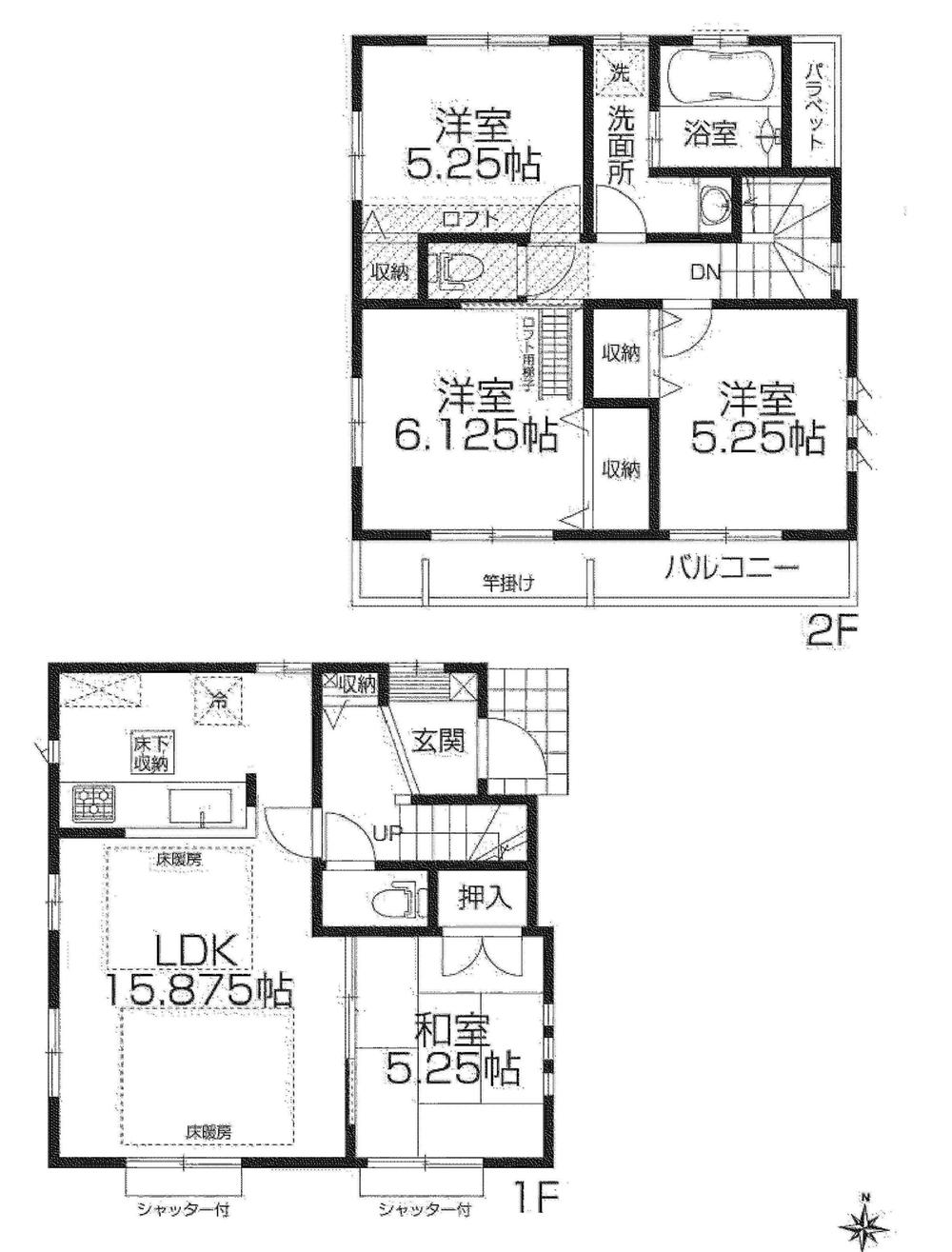 Floor plan. 51,800,000 yen, 4LDK, Land area 89.75 sq m , Building area 89.02 sq m