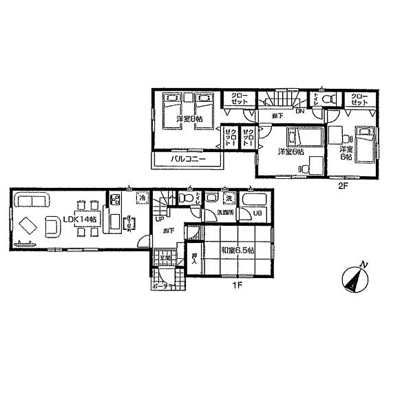 Compartment figure. 26,800,000 yen, 4LDK, Land area 186.46 sq m , Building area 95.58 sq m