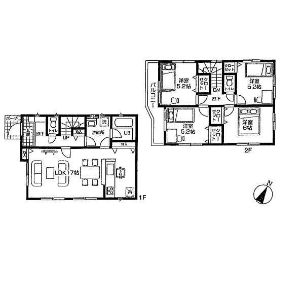 Compartment figure. 21,800,000 yen, 4LDK, Land area 102.88 sq m , Building area 92.34 sq m