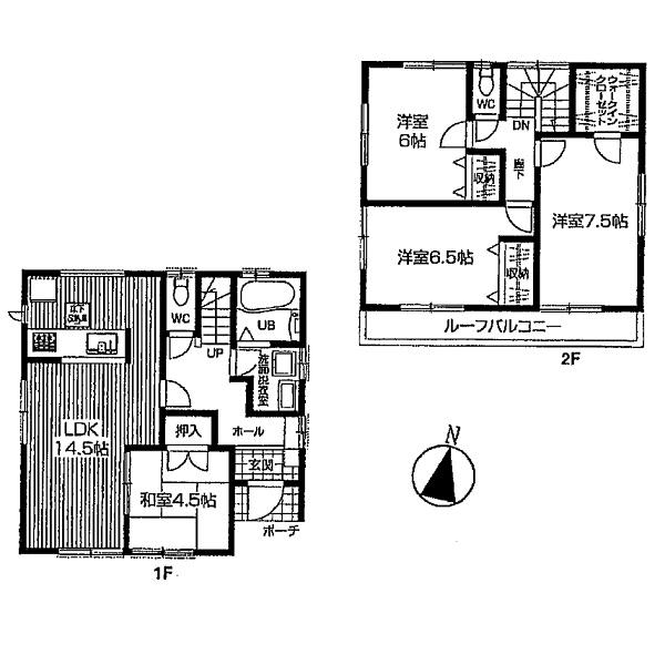 Floor plan. 26,800,000 yen, 4LDK, Land area 134 sq m , Building area 96.05 sq m