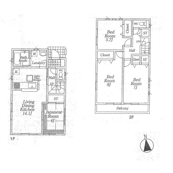 Floor plan. 24,300,000 yen, 4LDK, Land area 115.58 sq m , Building area 90.72 sq m