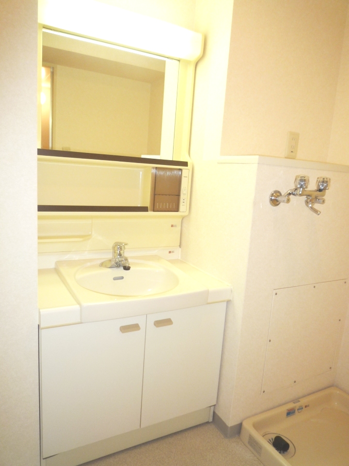 Washroom. Separate vanity. mirror ・ Small is with shelf.