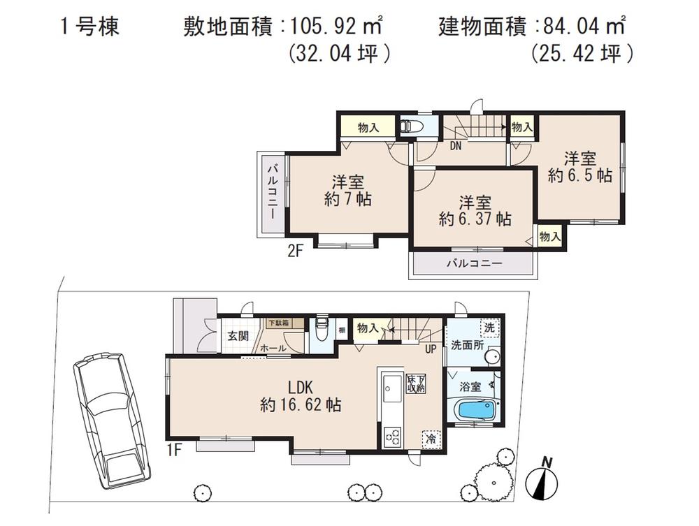 Floor plan. 41,800,000 yen, 3LDK, Land area 105.92 sq m , Building area 84.04 sq m 1 Building Floor plan