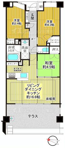 Floor plan. 3LDK, Price 32,800,000 yen, Occupied area 70.48 sq m , Balcony area 17.83 sq m
