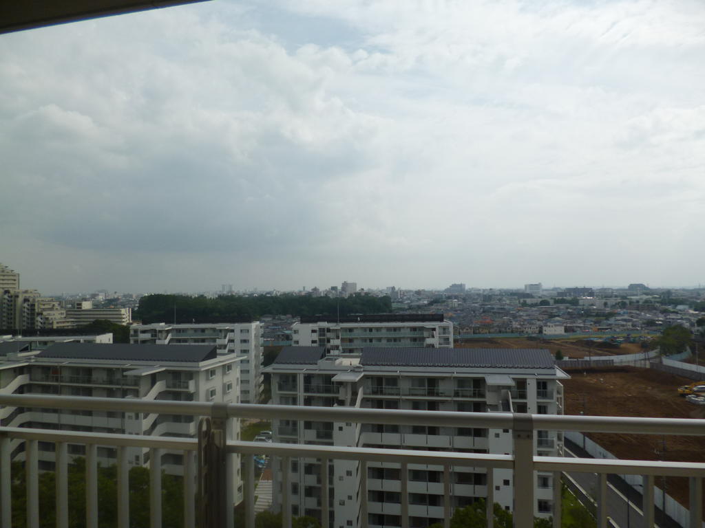 View. View from the balcony The sky is wide because the top floor of