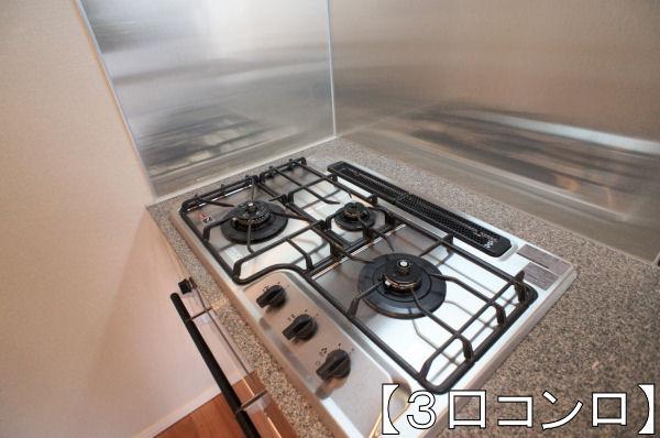 Kitchen. Convenient 3-burner stove