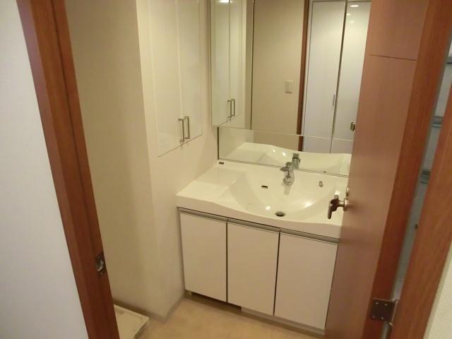 Wash basin, toilet. Easy-to-use washroom of storage with