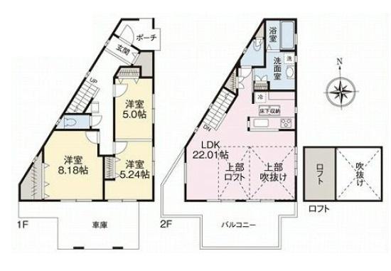 Floor plan. 41,800,000 yen, 3LDK, Land area 100.59 sq m , Building area 102.62 sq m