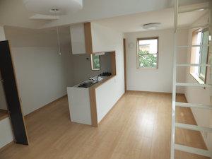 Living. Open-minded LDK with a slope ceiling and loft.