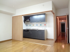 Living and room. Kitchen space is bulkhead. In the door