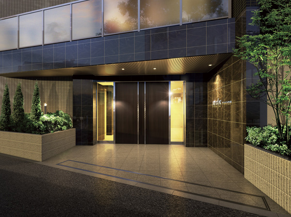 Shared facilities.  [Entrance Rendering] ( ※ Which was raised drawn based on drawing, In fact a slightly different.  ※ Planting does not indicate the status of a particular season. Also, Tree species of planting ・ About the size has become a undetermined, It does not grow to about Rendering at the time of completion)