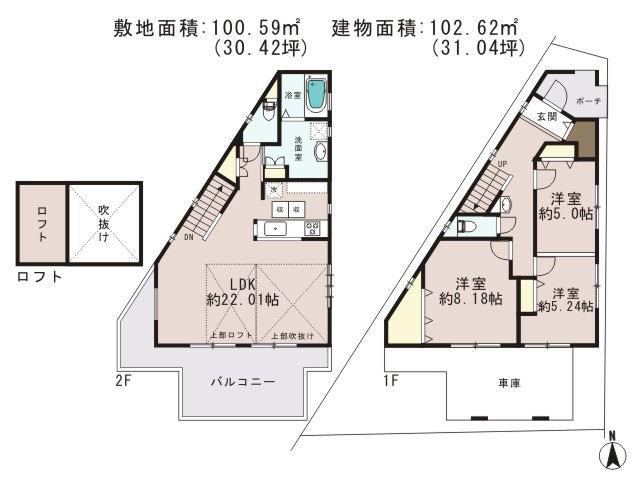 Floor plan. 41,800,000 yen, 3LDK, Land area 100.59 sq m , Building area 102.62 sq m floor plan