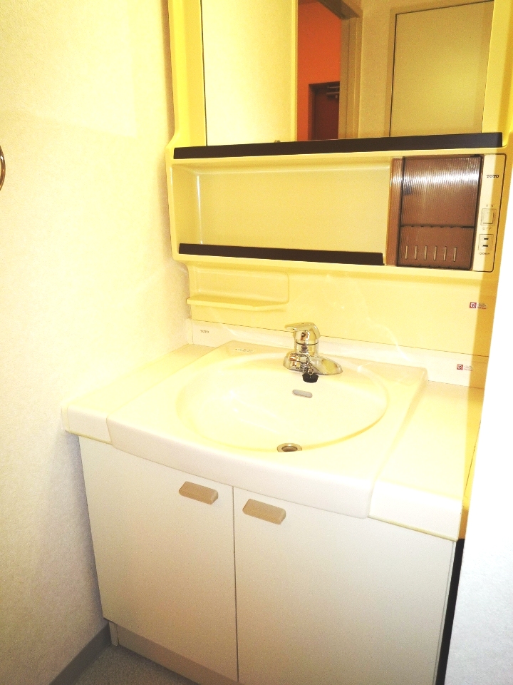 Washroom. Separate vanity. mirror ・ Small is with shelf.
